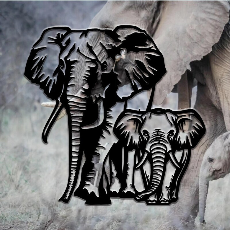 Elephant Family Metal Sign For Living Room DéCor - Gift For Elephant Lovers, Birthday Theme