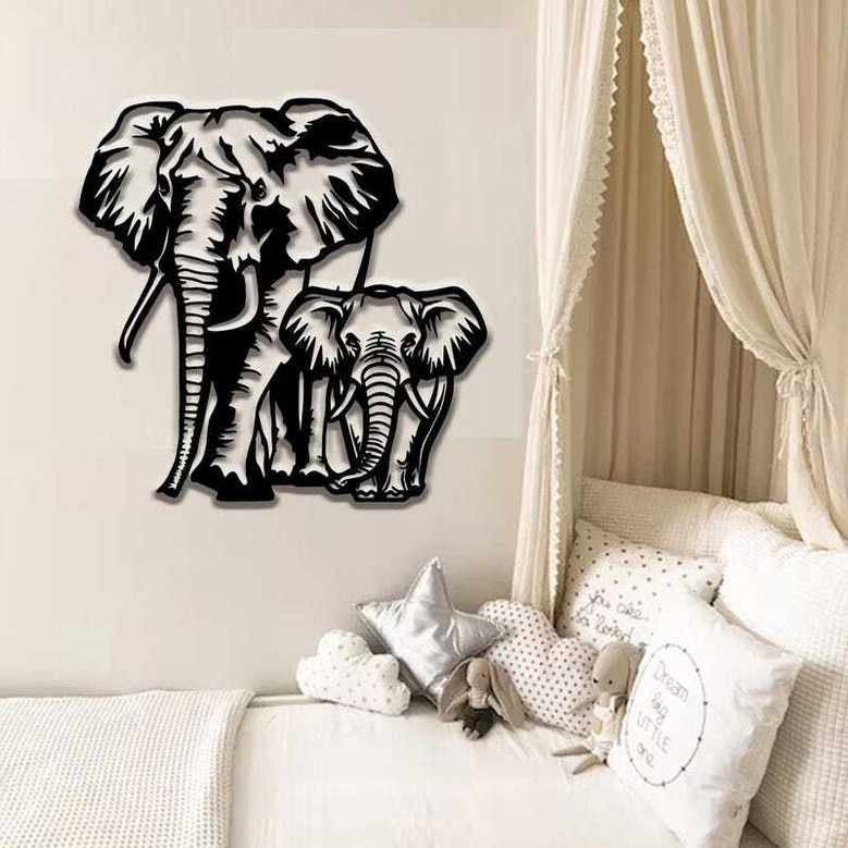 Elephant Family Metal Sign For Living Room DéCor - Gift For Elephant Lovers, Birthday Theme
