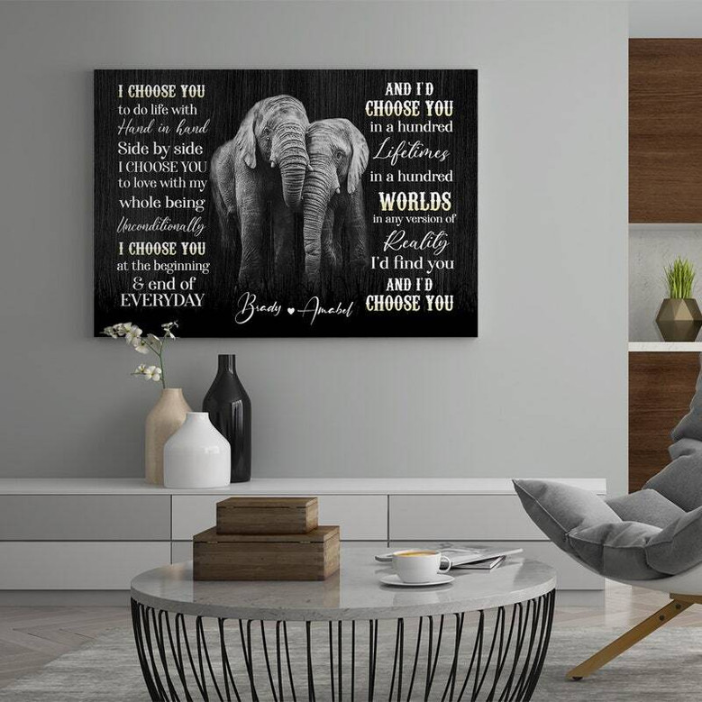 Personalized Elephant Couple Canvas - Heartfelt Anniversary Gift