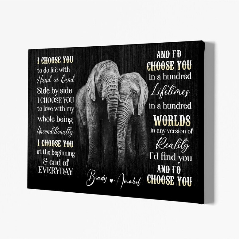 Personalized Elephant Couple Canvas - Heartfelt Anniversary Gift