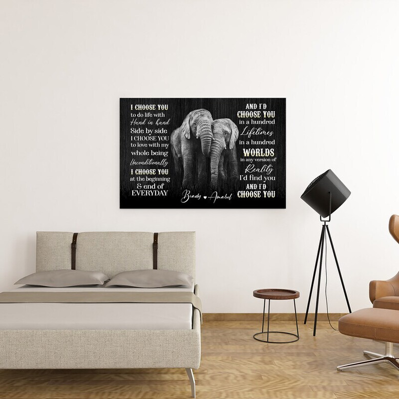 Personalized Elephant Couple Canvas - Heartfelt Anniversary Gift