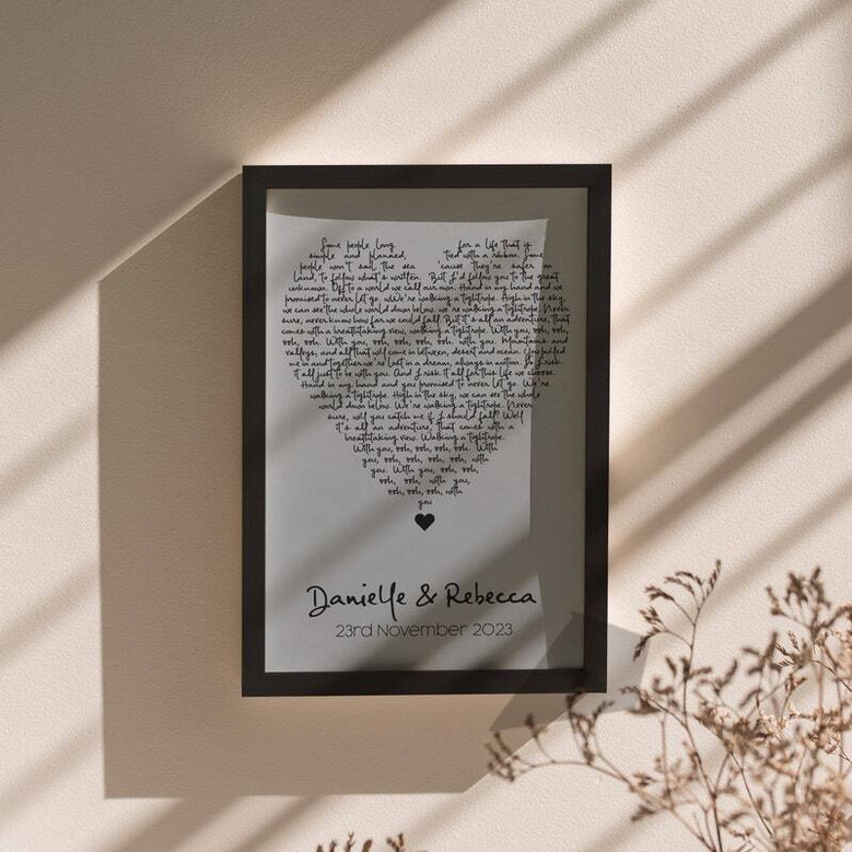 Personalized Song Lyric Heart Canvas - First Dance & Wedding Song Gift For Anniversary Or Valentine's Day