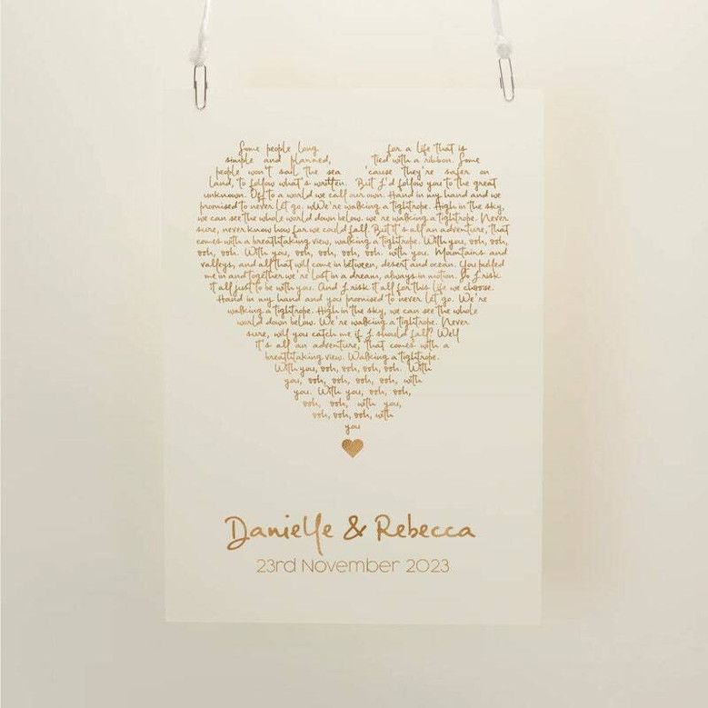 Personalized Song Lyric Heart Canvas - First Dance & Wedding Song Gift For Anniversary Or Valentine's Day