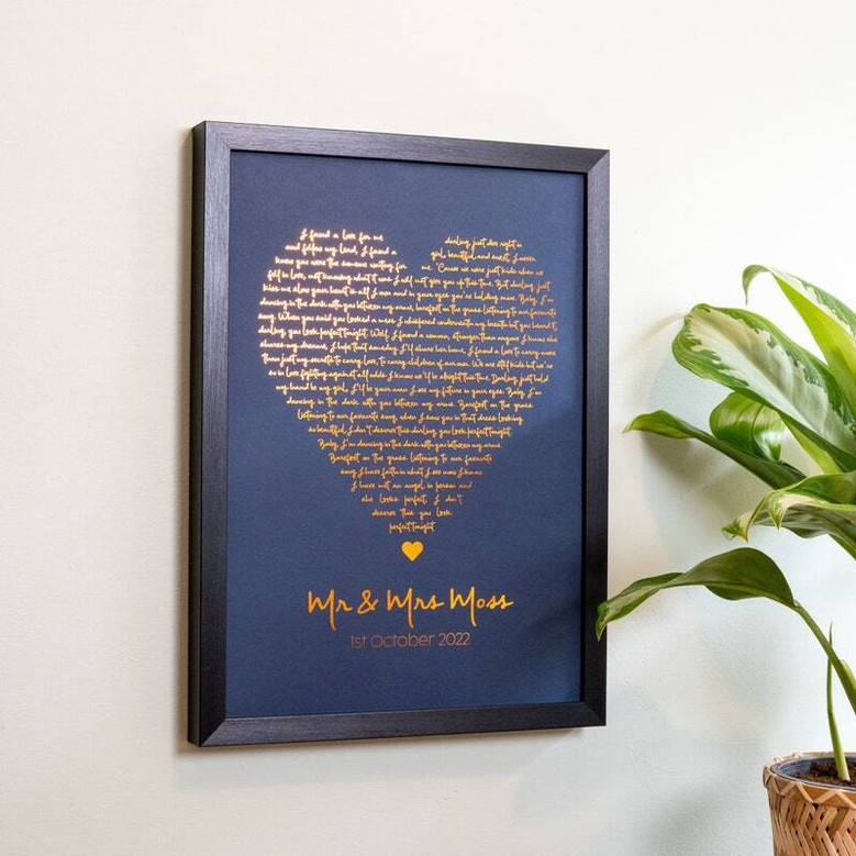 Personalized Song Lyric Heart Canvas - First Dance & Wedding Song Gift For Anniversary Or Valentine's Day