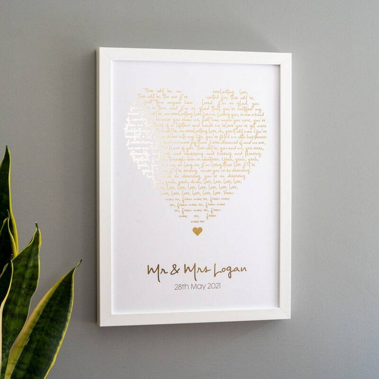 Personalized Song Lyric Heart Canvas - First Dance & Wedding Song Gift For Anniversary Or Valentine's Day