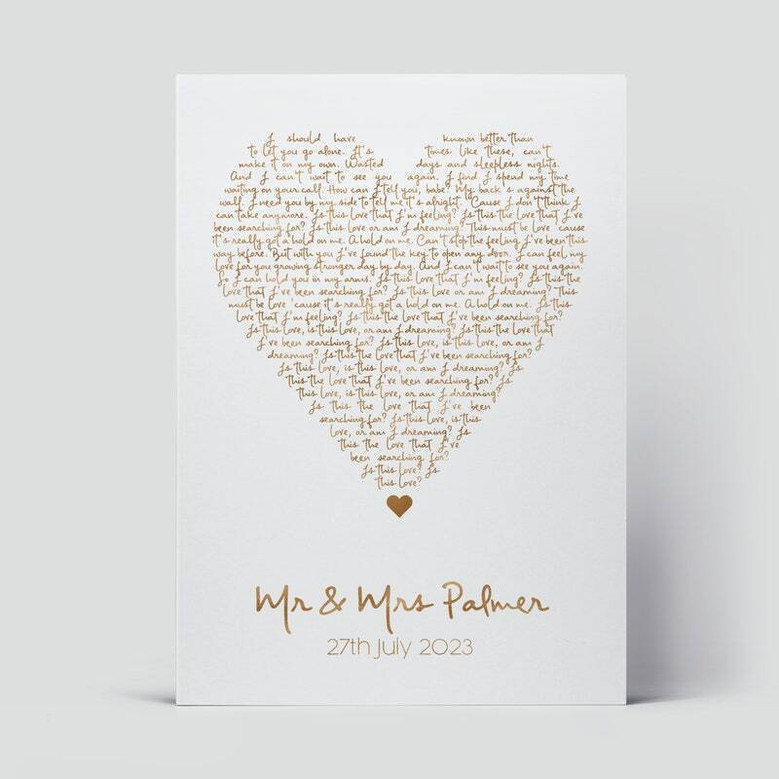 Personalized Song Lyric Heart Canvas - First Dance & Wedding Song Gift For Anniversary Or Valentine's Day