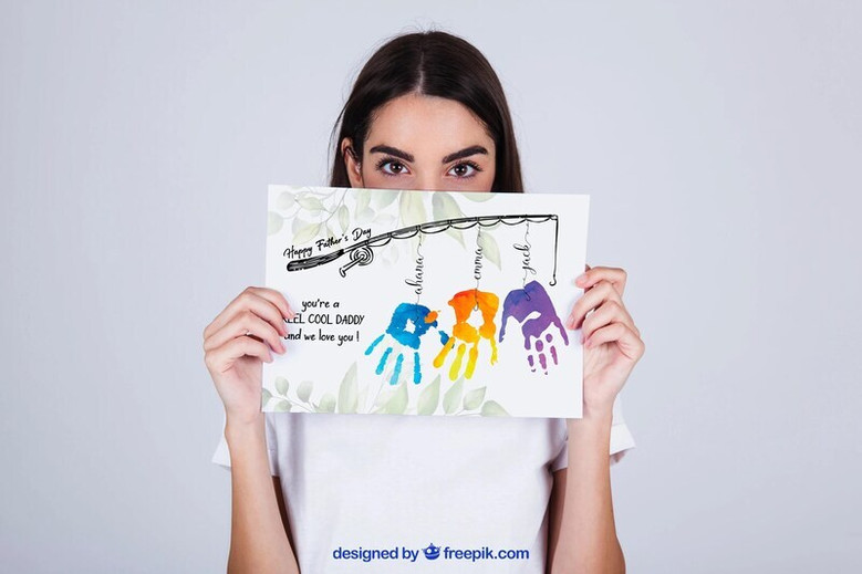 Fishing dad handprint canvas, watercolor blue fish made from children's prints, personalized with names and year; meaningful Father's Day gift Fishing dad handprint canvas, watercolor blue fish made from children's prints, personalized with names and year; meaningful Father's Day gift