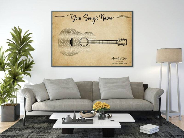 Wedding first dance guitar lyrics canvas art personalized, engagement gift or 1st anniversary keepsake for Husband Wedding first dance guitar lyrics canvas art personalized, engagement gift or 1st anniversary keepsake for Husband