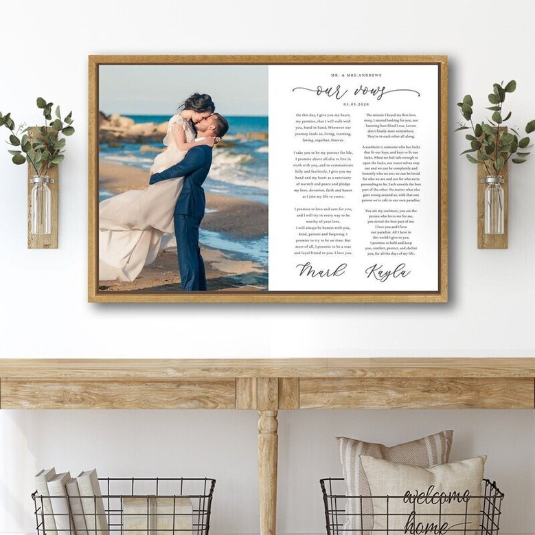 Thoughtful Personalized Wedding Vow Canvas For Bedroom DéCor