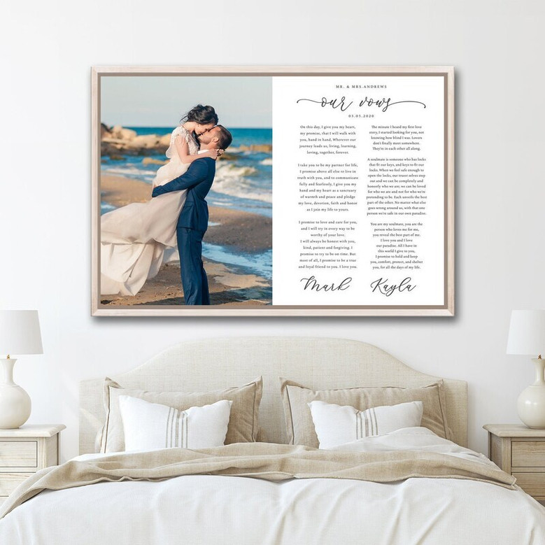 Thoughtful Personalized Wedding Vow Canvas For Bedroom DéCor