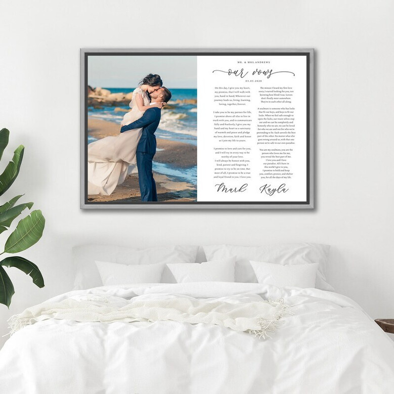 Thoughtful Personalized Wedding Vow Canvas For Bedroom DéCor