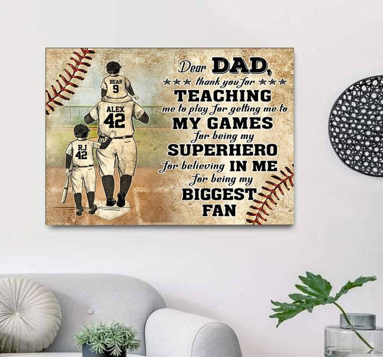 Custom Baseball Canvas - Father's Day Tribute for Dad & Son Custom Baseball Canvas - Father's Day Tribute for Dad & Son