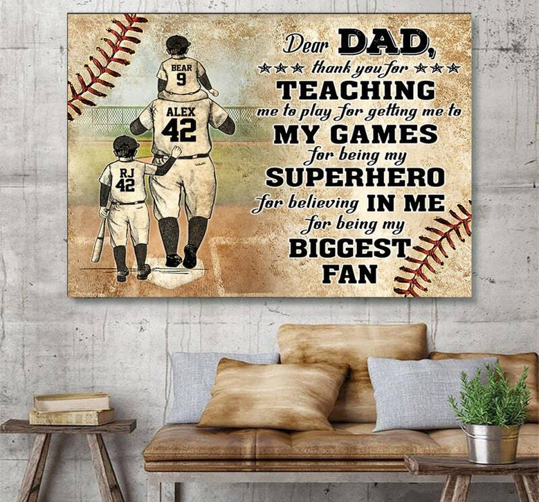 Custom Baseball Canvas - Father's Day Tribute for Dad & Son Custom Baseball Canvas - Father's Day Tribute for Dad & Son