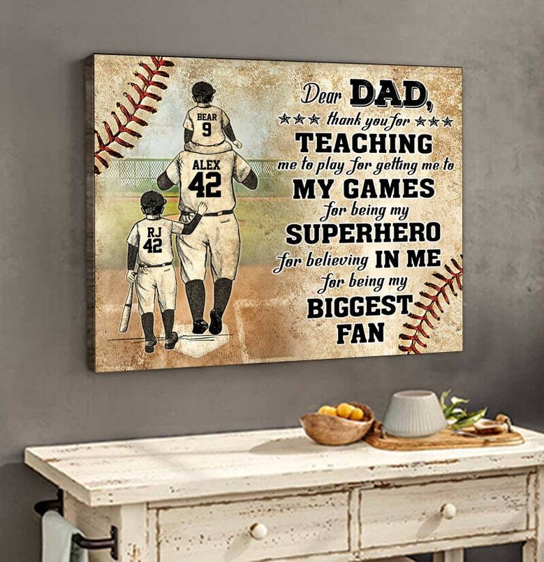 Custom Baseball Canvas - Father's Day Tribute for Dad & Son Custom Baseball Canvas - Father's Day Tribute for Dad & Son