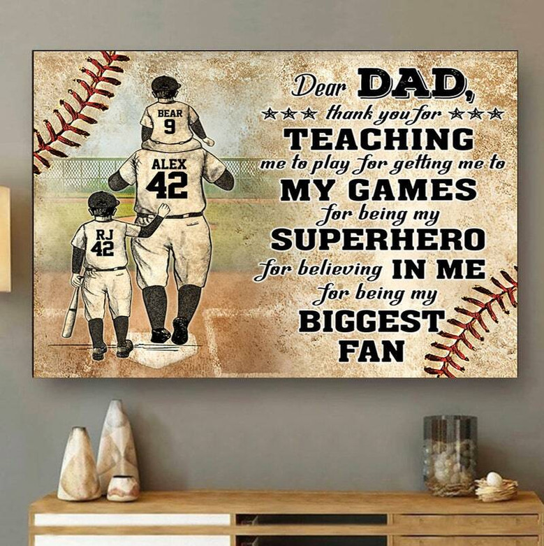 Custom Baseball Canvas - Father's Day Tribute for Dad & Son Custom Baseball Canvas - Father's Day Tribute for Dad & Son