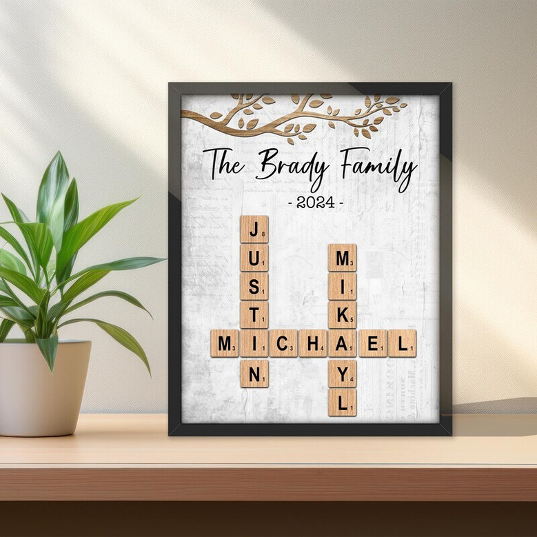 Personalized family name puzzle canvas art with established year, custom names; thoughtful Christmas gift for parents