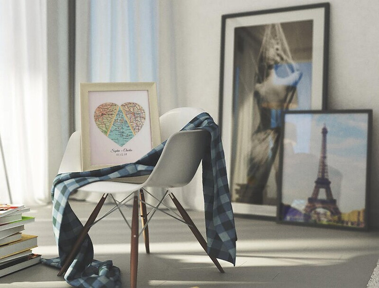 Map heart canvas wall art personalized with couple names and date; romantic engagement gift and living room gallery decor Map heart canvas wall art personalized with couple names and date; romantic engagement gift and living room gallery decor