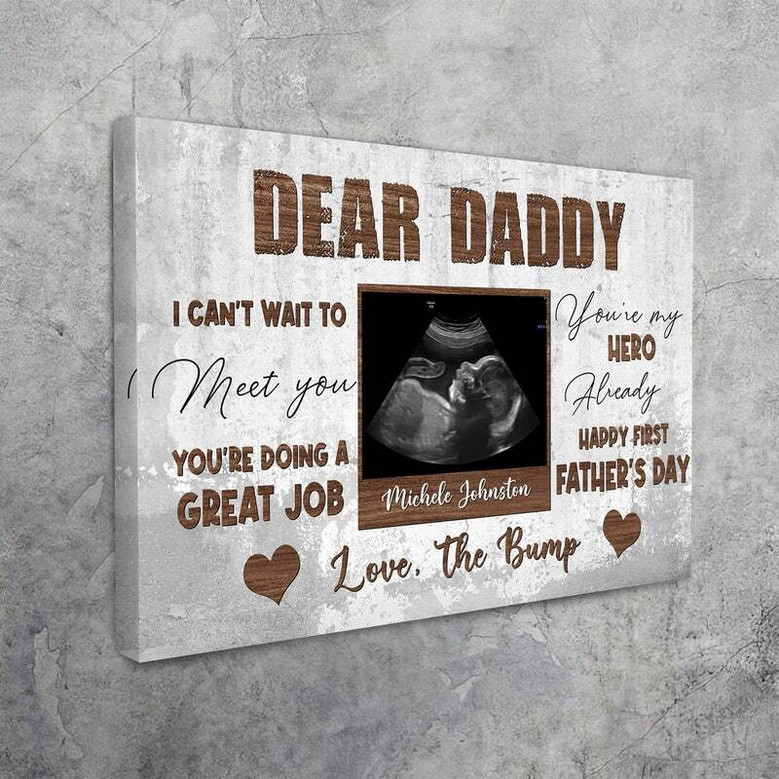 First Father's Day Ultrasound Canvas - Personalized Hero Dad Gift