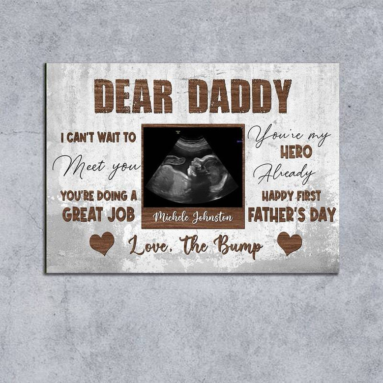 First Father's Day Ultrasound Canvas - Personalized Hero Dad Gift