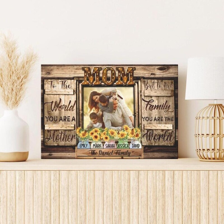 Heartfelt Personalized Mason Jar Flower Canvas for Mom