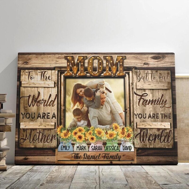 Heartfelt Personalized Mason Jar Flower Canvas for Mom