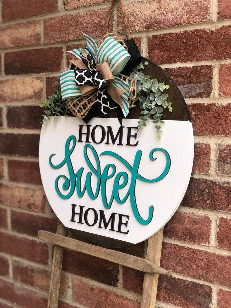 Charming Home Sweet Home Wooden Door Hanger For Outdoor Porch Decor