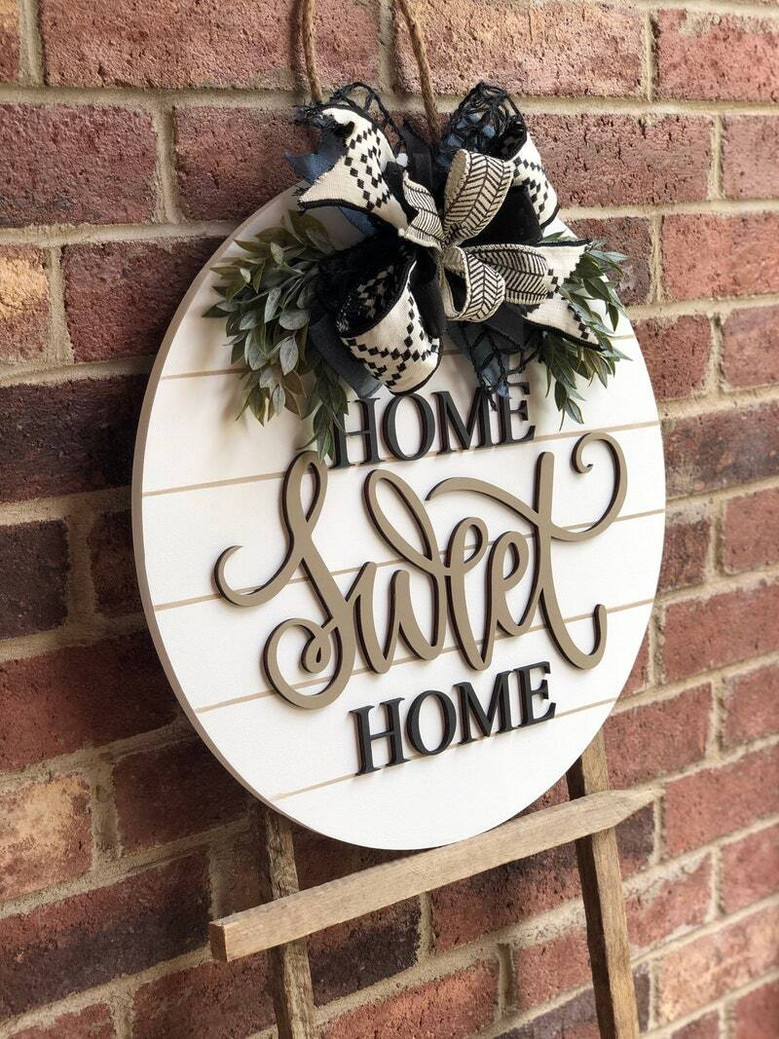 Charming Home Sweet Home Wooden Door Hanger For Outdoor Porch Decor