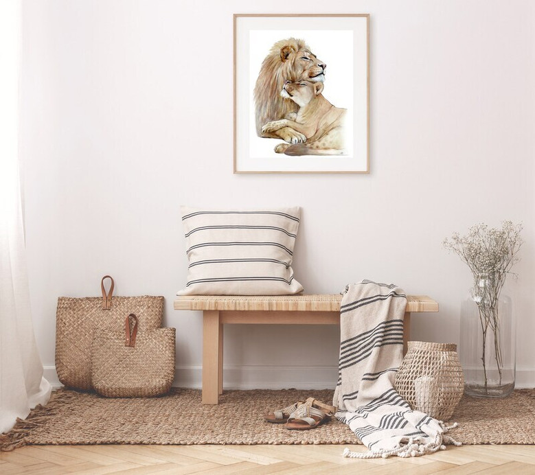 Lion Family Canvas Art For Couples - Valentine Gift, Wedding Present