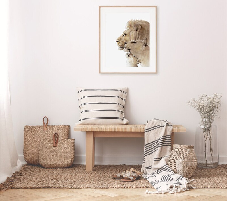 Lion Family Canvas For Safari Nursery DéCor - Lion Watercolor Portrait