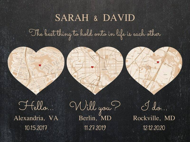 Milestone Map Canvas - Personalized First Anniversary Keepsake Milestone Map Canvas - Personalized First Anniversary Keepsake