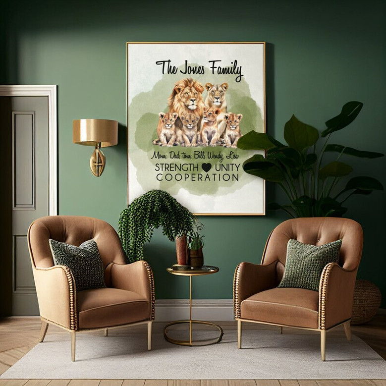Watercolor lion family canvas print, soft neutral palette, custom family names, horizontal living room art, Mother’s Day gift Watercolor lion family canvas print, soft neutral palette, custom family names, horizontal living room art, Mother’s Day gift
