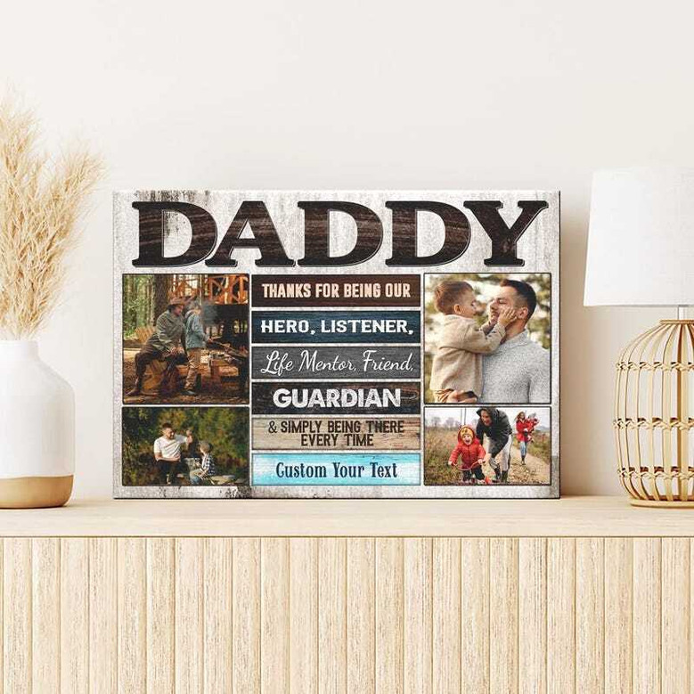 Personalized Canvas Photo Gift For Dad - Hero Theme, Custom Collage, Birthday & Father's Day Present For Daddy