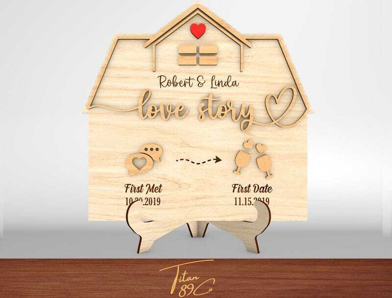 Custom Wood Sign For Couples - Relationship Milestones Decor With Icons For Home