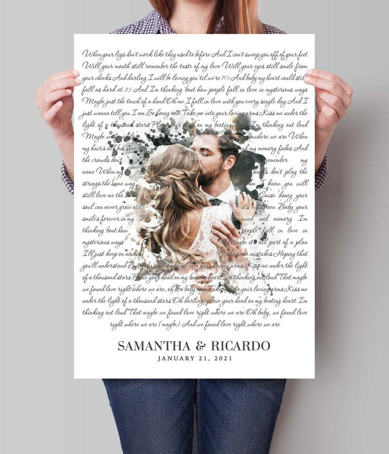 Custom Canvas Print With Wedding Song Lyrics For Newlyweds - First Dance Anniversary Art, Thoughtful Mother's Day Gift