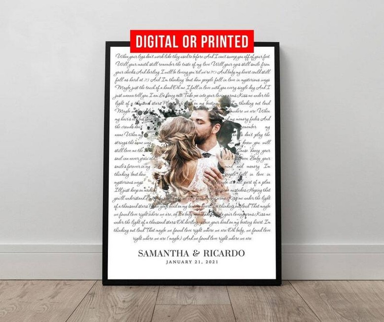 Custom Canvas Print With Wedding Song Lyrics For Newlyweds - First Dance Anniversary Art, Thoughtful Mother's Day Gift