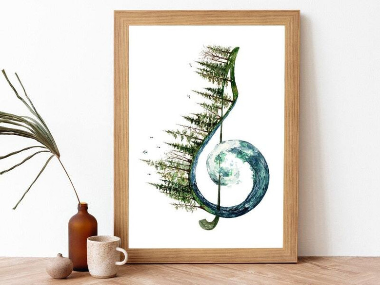 Treble clef watercolor canvas art with cool blue and teal washes, gallery-wrapped, wall decor for home office or music room Treble clef watercolor canvas art with cool blue and teal washes, gallery-wrapped, wall decor for home office or music room