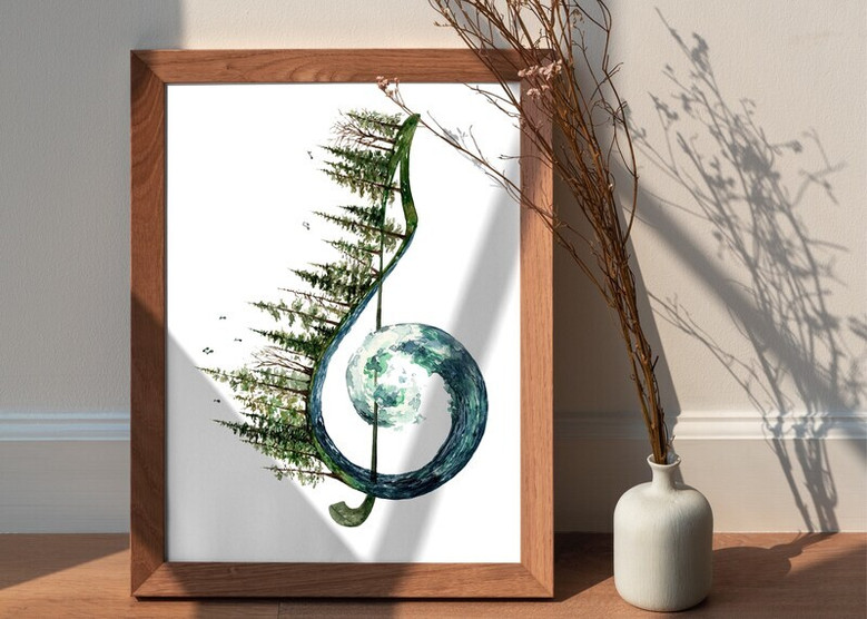 Treble clef watercolor canvas art in vibrant rainbow splash on white, vertical format, decor for living room or studio walls Treble clef watercolor canvas art in vibrant rainbow splash on white, vertical format, decor for living room or studio walls