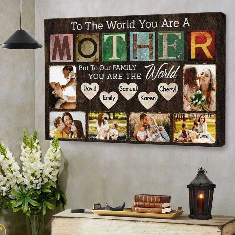Personalized mom quote photo collage canvas, custom photos and kids’ names, meaningful birthday gift from the kids