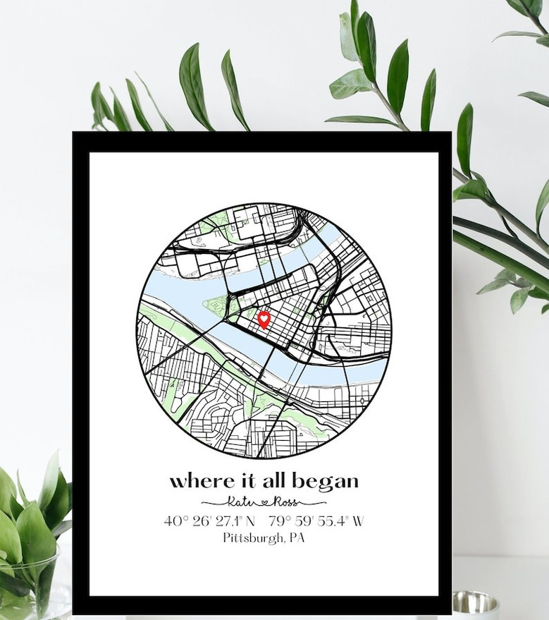 Heartfelt Personalized Where We Met Map Canvas - Anniversary Gift For Couples