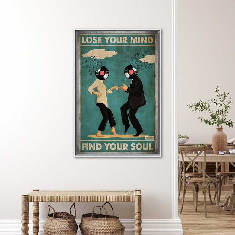 Dance quote canvas wall art, 3D framed with 'Lose Your Mind Find Your Soul' phrase, thoughtful gift for dancers and musicians