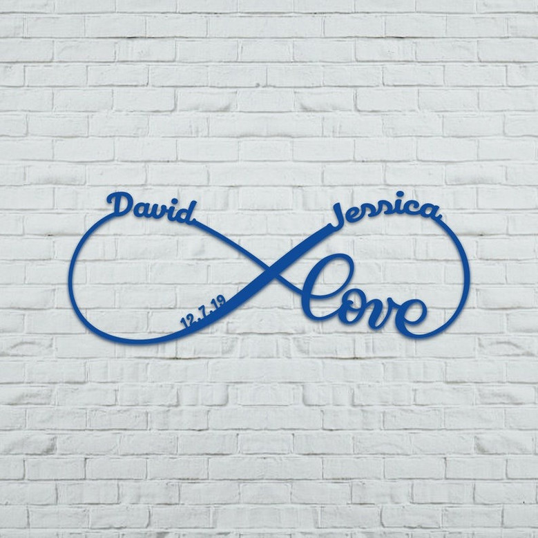 Custom Infinity Metal Sign - Personalized Wedding Anniversary Gifts For Couples