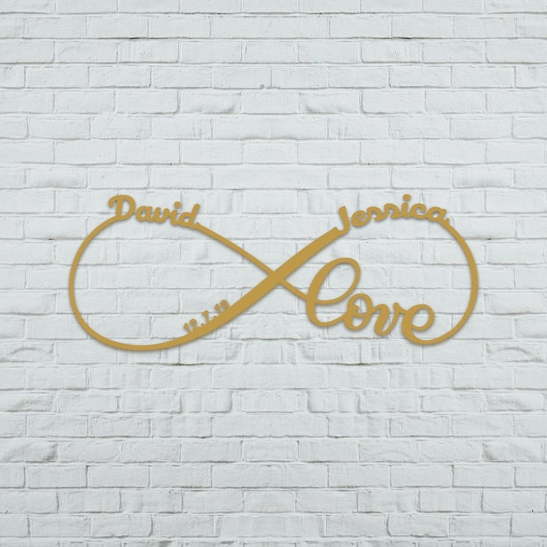Custom Infinity Metal Sign - Personalized Wedding Anniversary Gifts For Couples