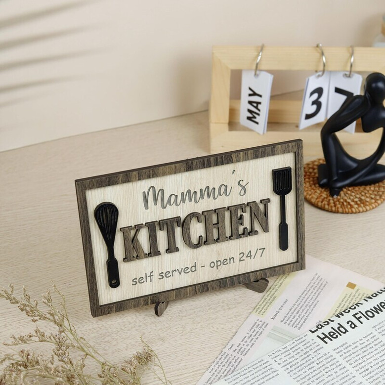 Mama's Kitchen Rustic Wood Sign - Personalized Farmhouse Decor For Mother's Day