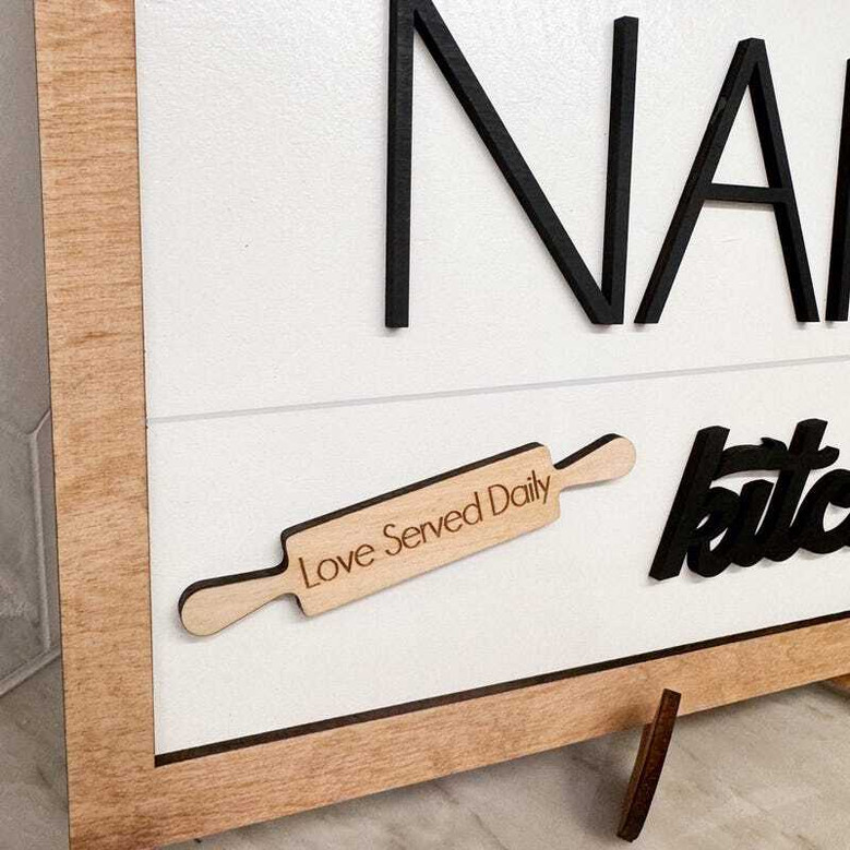 Thoughtful Mom's Kitchen Sign With Kid's Names For Mother's Day - Rustic Wooden Decor For Grandma's Kitchen