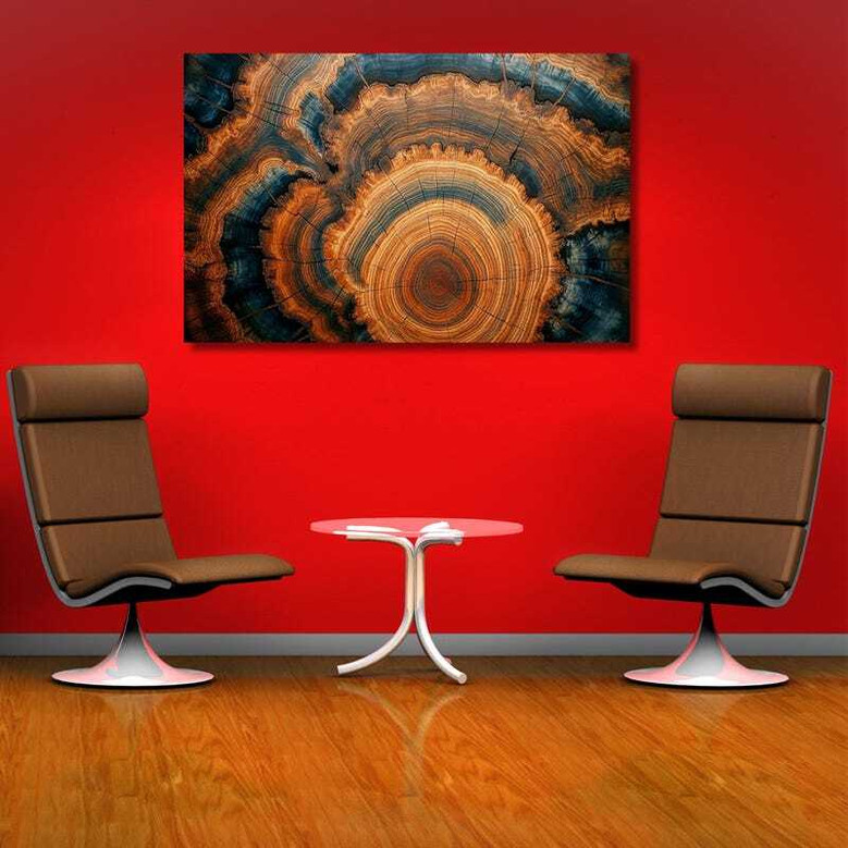 Personalized Tree Ring Canvas Art For Minimalist Home Decor - Abstract Style Featuring Colorful Tree Rings