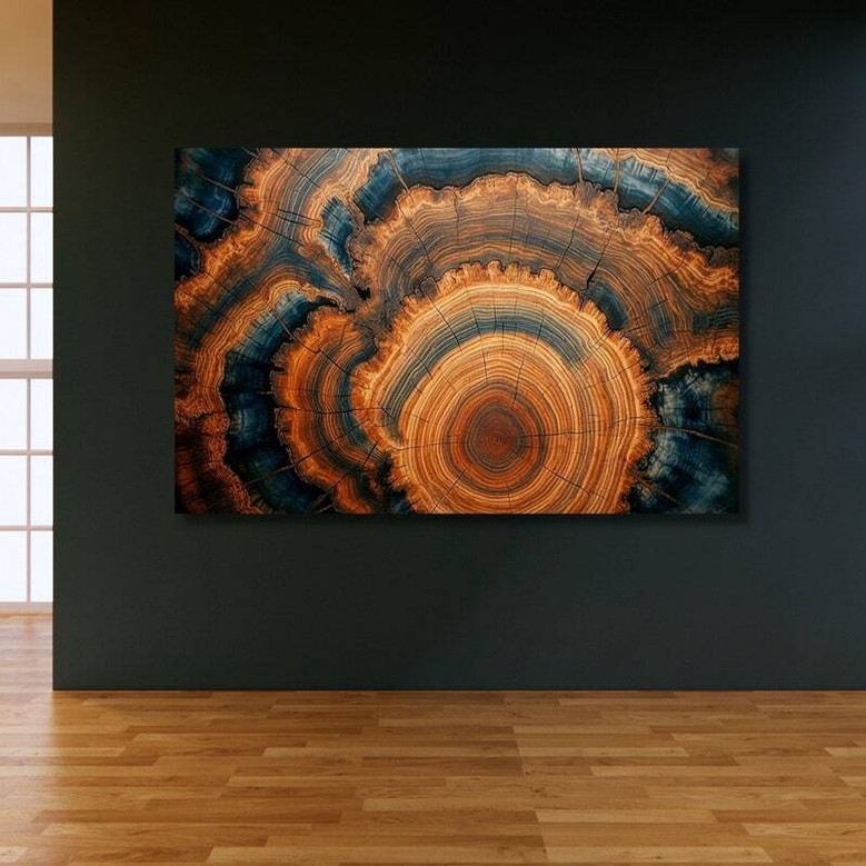 Personalized Tree Ring Canvas Art For Minimalist Home Decor - Abstract Style Featuring Colorful Tree Rings