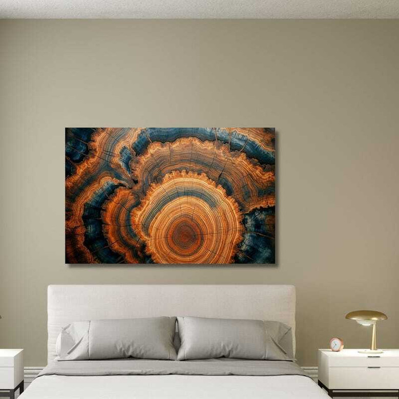 Personalized Tree Ring Canvas Art For Minimalist Home Decor - Abstract Style Featuring Colorful Tree Rings