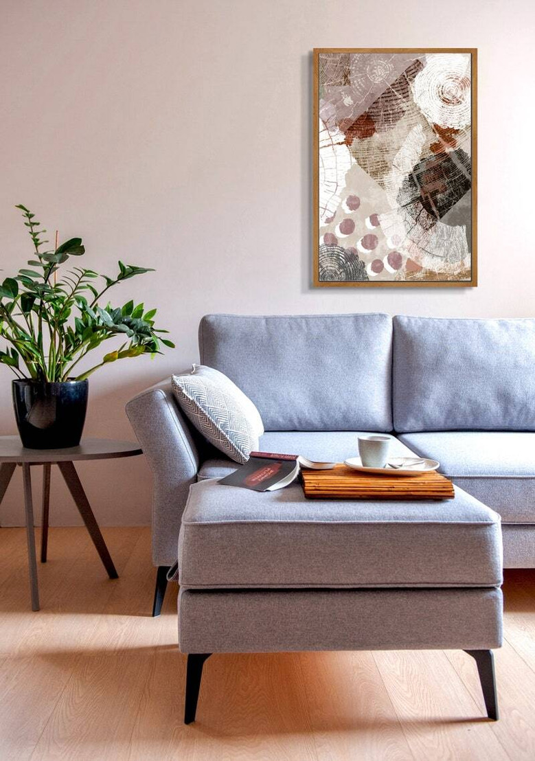 Abstract Wood Slice Canvas Trio - Modern Living Room Decor Set