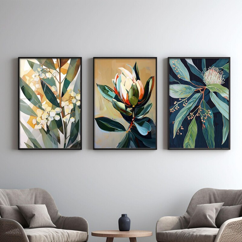 Australian Floral Abstract Botanical Wall Art Canvas Prints For Living Room Or Office