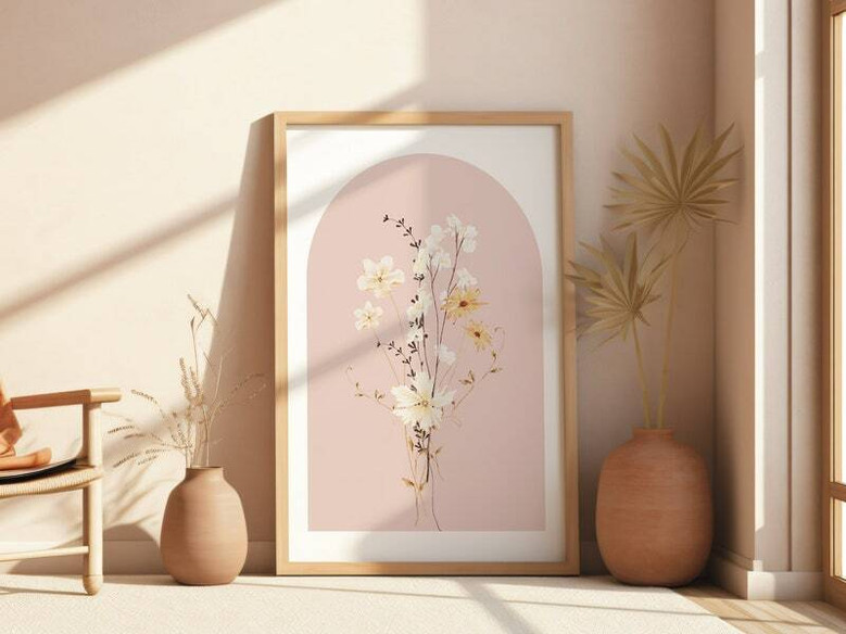 Boho Watercolor Wildflower Canvas Set for Minimalist Decor